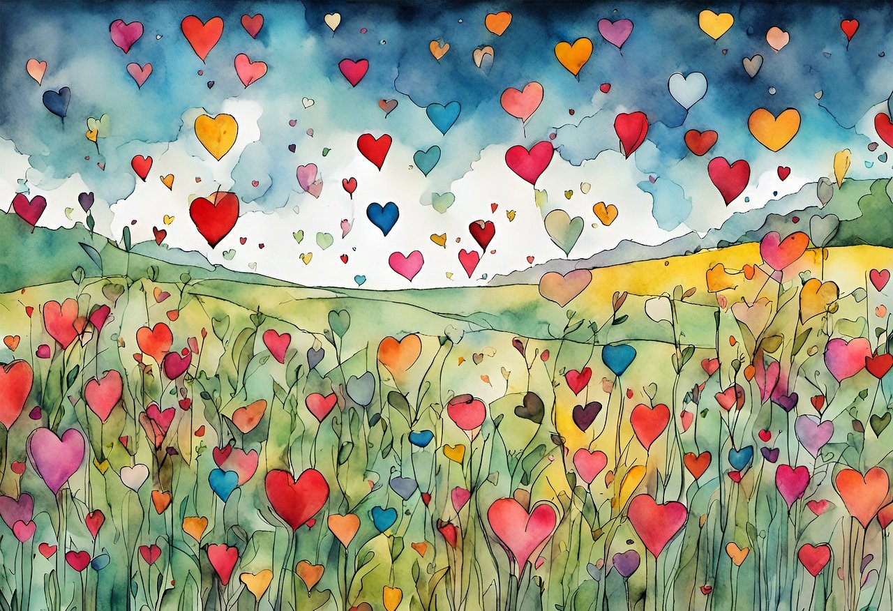 ai generated, meadow, hearts-8202107.jpg